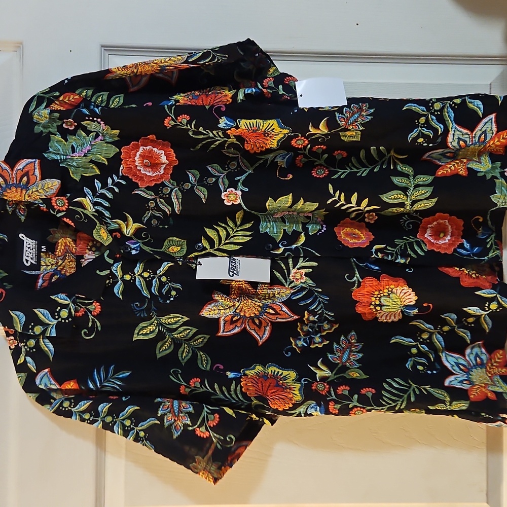 FRESH PRINTS OF BEL-AIR BY DRILL CO MENS BUTTON DOWN TROPICAL SHORT SLEEVE: M
